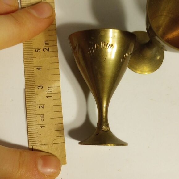 Set of Five Vintage Mini Brass Goblets - Picture 6 of 7